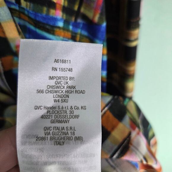 Attitudes By Renee Shirt Womens 2X Como Jersey Mesh Shoulder Printed Artsy Plaid - Picture 8 of 8